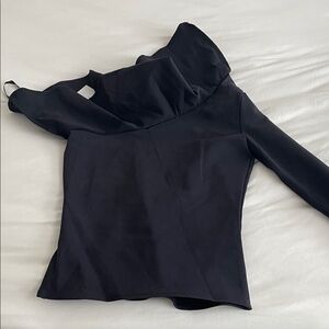 Elegant Black Asymmetrical Women's Blouse